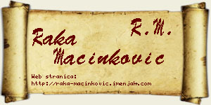 Raka Mačinković vizit kartica